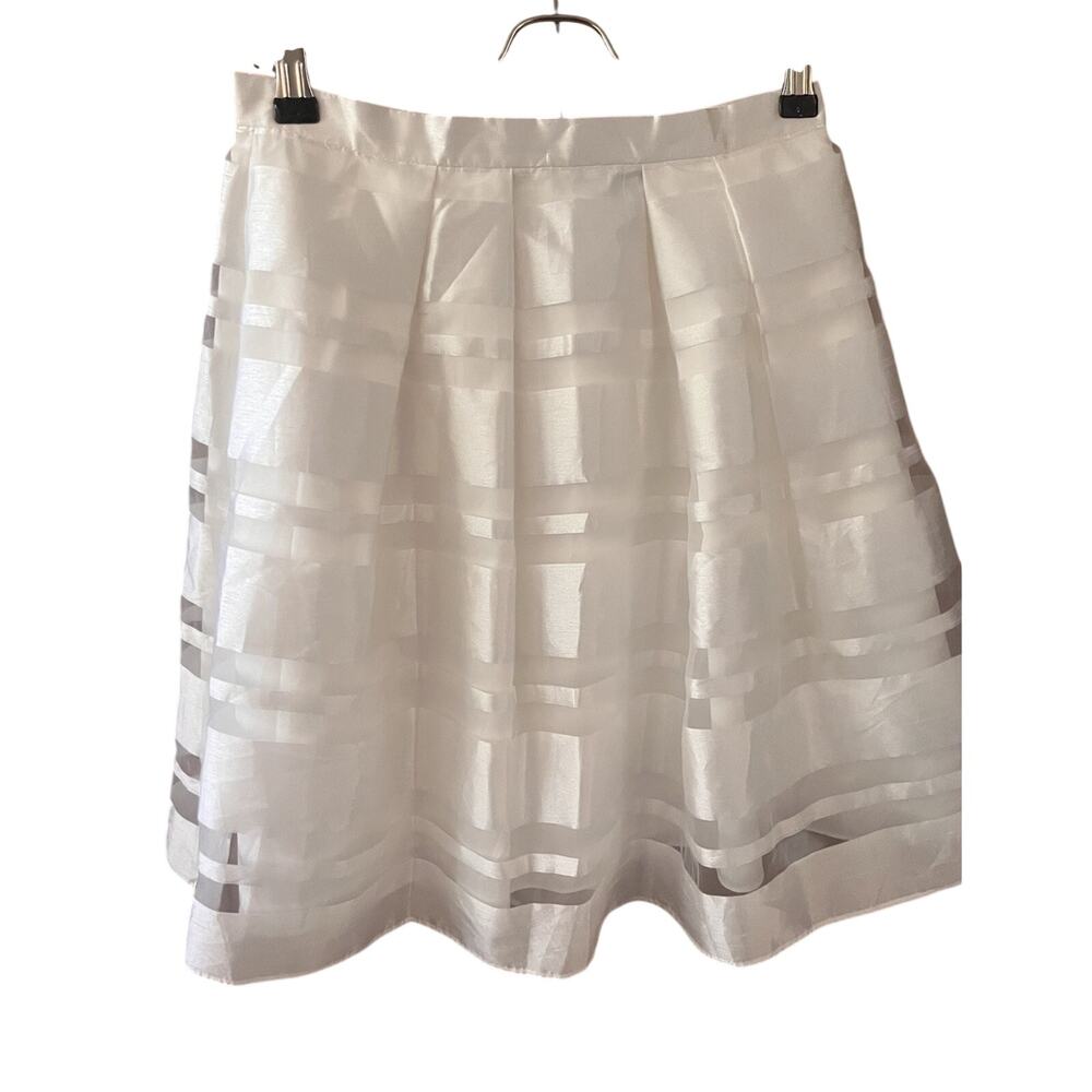 NWT Aidan Mattox Pleated Striped Skirt Women’s Sz 4 White Dressy Formal Party